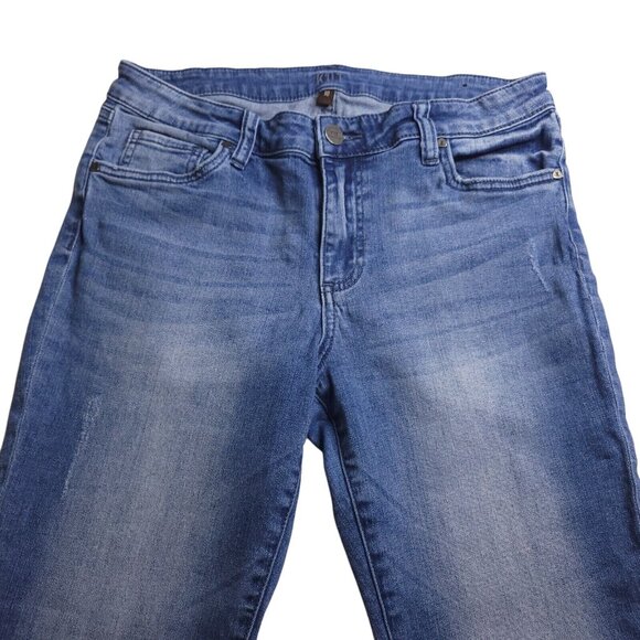 Kut From The Kloth Womens Straight Leg Crop Jeans 10 Mid-Rise Frayed Hem Stretch - Picture 5 of 9